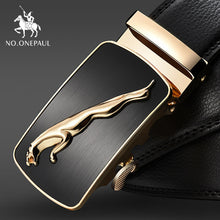 Load image into Gallery viewer, NO.ONEPAUL Brand Fashion Automatic Buckle Black Genuine Leather Belt Men's Belts Cow Leather Belts for Men 3.5cm Width WQE789
