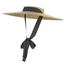 Load image into Gallery viewer, GEMVIE New Large Brim Straw Hat Summer Hats For Women Ribbon Beach Cap Boater Flat Top Sun Hat
