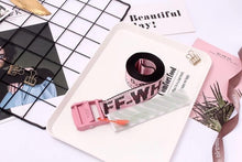 Load image into Gallery viewer, 2020 new Off White Belts Embroidery Canvas Letter 130-200cm street Belt for Women Luxury Designer Brand industrial yellow Belts
