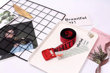 Load image into Gallery viewer, 2020 new Off White Belts Embroidery Canvas Letter 130-200cm street Belt for Women Luxury Designer Brand industrial yellow Belts
