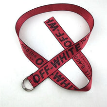 Load image into Gallery viewer, 2020 new Off White Belts Embroidery Canvas Letter 130-200cm street Belt for Women Luxury Designer Brand industrial yellow Belts
