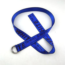 Load image into Gallery viewer, 2020 new Off White Belts Embroidery Canvas Letter 130-200cm street Belt for Women Luxury Designer Brand industrial yellow Belts
