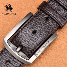 Load image into Gallery viewer, NO.ONEPAUL Genuine Leather For Men High Quality Black Buckle Jeans Belt Cowskin Casual Belts Business Belt Cowboy waistband
