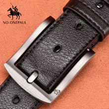 Load image into Gallery viewer, NO.ONEPAUL Genuine Leather For Men High Quality Black Buckle Jeans Belt Cowskin Casual Belts Business Belt Cowboy waistband

