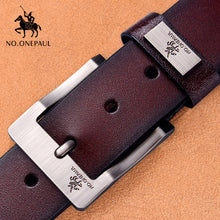 Load image into Gallery viewer, NO.ONEPAUL Genuine Leather For Men High Quality Black Buckle Jeans Belt Cowskin Casual Belts Business Belt Cowboy waistband

