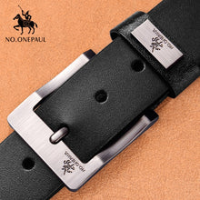 Load image into Gallery viewer, NO.ONEPAUL Genuine Leather For Men High Quality Black Buckle Jeans Belt Cowskin Casual Belts Business Belt Cowboy waistband
