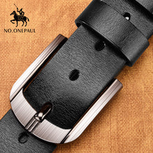 Load image into Gallery viewer, NO.ONEPAUL Genuine Leather For Men High Quality Black Buckle Jeans Belt Cowskin Casual Belts Business Belt Cowboy waistband
