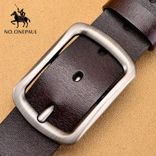 Load image into Gallery viewer, NO.ONEPAUL Genuine Leather For Men High Quality Black Buckle Jeans Belt Cowskin Casual Belts Business Belt Cowboy waistband
