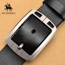 Load image into Gallery viewer, NO.ONEPAUL Genuine Leather For Men High Quality Black Buckle Jeans Belt Cowskin Casual Belts Business Belt Cowboy waistband
