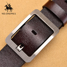 Load image into Gallery viewer, NO.ONEPAUL Genuine Leather For Men High Quality Black Buckle Jeans Belt Cowskin Casual Belts Business Belt Cowboy waistband
