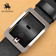 Load image into Gallery viewer, NO.ONEPAUL Genuine Leather For Men High Quality Black Buckle Jeans Belt Cowskin Casual Belts Business Belt Cowboy waistband
