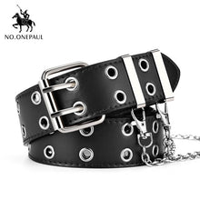 Load image into Gallery viewer, NO.ONEPAUL women belt Genuine Leather New Punk style fashion Pin Buckle jeans Decorative Belt Chain luxury brand belts for women
