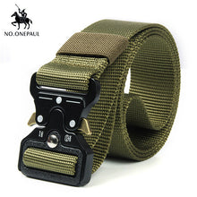Load image into Gallery viewer, NO.ONEPAUL Tactical belt Military high quality Nylon men's training belt metal multifunctional buckle outdoor sports hook new
