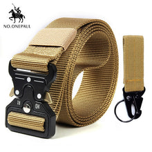 Load image into Gallery viewer, NO.ONEPAUL Tactical belt Military high quality Nylon men's training belt metal multifunctional buckle outdoor sports hook new
