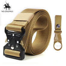 Load image into Gallery viewer, NO.ONEPAUL Tactical belt Military high quality Nylon men's training belt metal multifunctional buckle outdoor sports hook new
