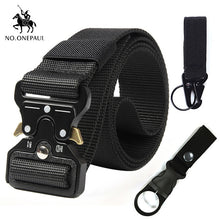 Load image into Gallery viewer, NO.ONEPAUL Tactical belt Military high quality Nylon men's training belt metal multifunctional buckle outdoor sports hook new
