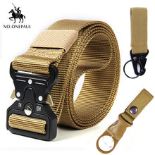 Load image into Gallery viewer, NO.ONEPAUL Tactical belt Military high quality Nylon men's training belt metal multifunctional buckle outdoor sports hook new

