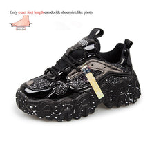 Load image into Gallery viewer, Spring Women's Chunky Sneakers Fashion Bling Sequined Lace-Up Vulcanize Shoes Female Trainers Dad Shoes Women Platform Shoes
