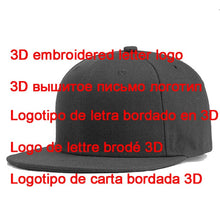 Load image into Gallery viewer, Custom Logo Snapback Cap Team Embroidery Letters Baseball Caps Men Women Hip Hop Flat Hats Outdoor Casual Couple Hat
