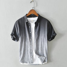 Load image into Gallery viewer, Top quality 2020 Summer New style Mens short sleeve linen shirts Casual lapel striped mens shirts Fashion male cotton tops
