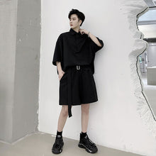 Load image into Gallery viewer, Men 2 Pieces Sets (shirt+shorts) Loose Short Sleeve Shirt Male Pullover Japan Karajuku Streetwear Retro Fashion Shirts

