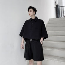 Load image into Gallery viewer, Men 2 Pieces Sets (shirt+shorts) Loose Short Sleeve Shirt Male Pullover Japan Karajuku Streetwear Retro Fashion Shirts
