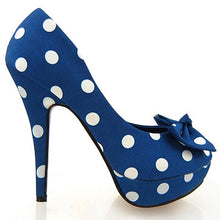 Load image into Gallery viewer, LF30406-1 Ladies Cute Bow Satin Polka Dot Party/Club Platform High Heels Pumps Court Shoes
