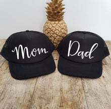 Load image into Gallery viewer, Mom &amp; Dad Letters Print Baseball Cap Trucker Hat For Women Men Unisex Mesh Adjustable Size Drop Ship M-169
